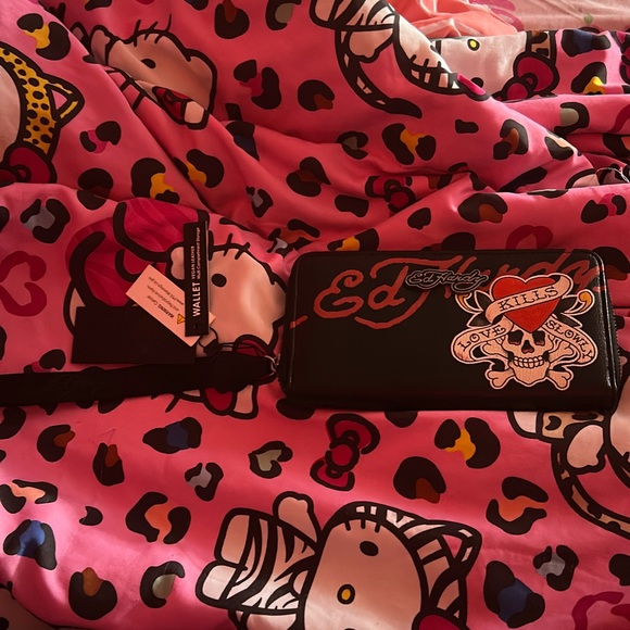 Ed Hardy Accessories - Ed Hardy Black and Red Skull Design Wallet